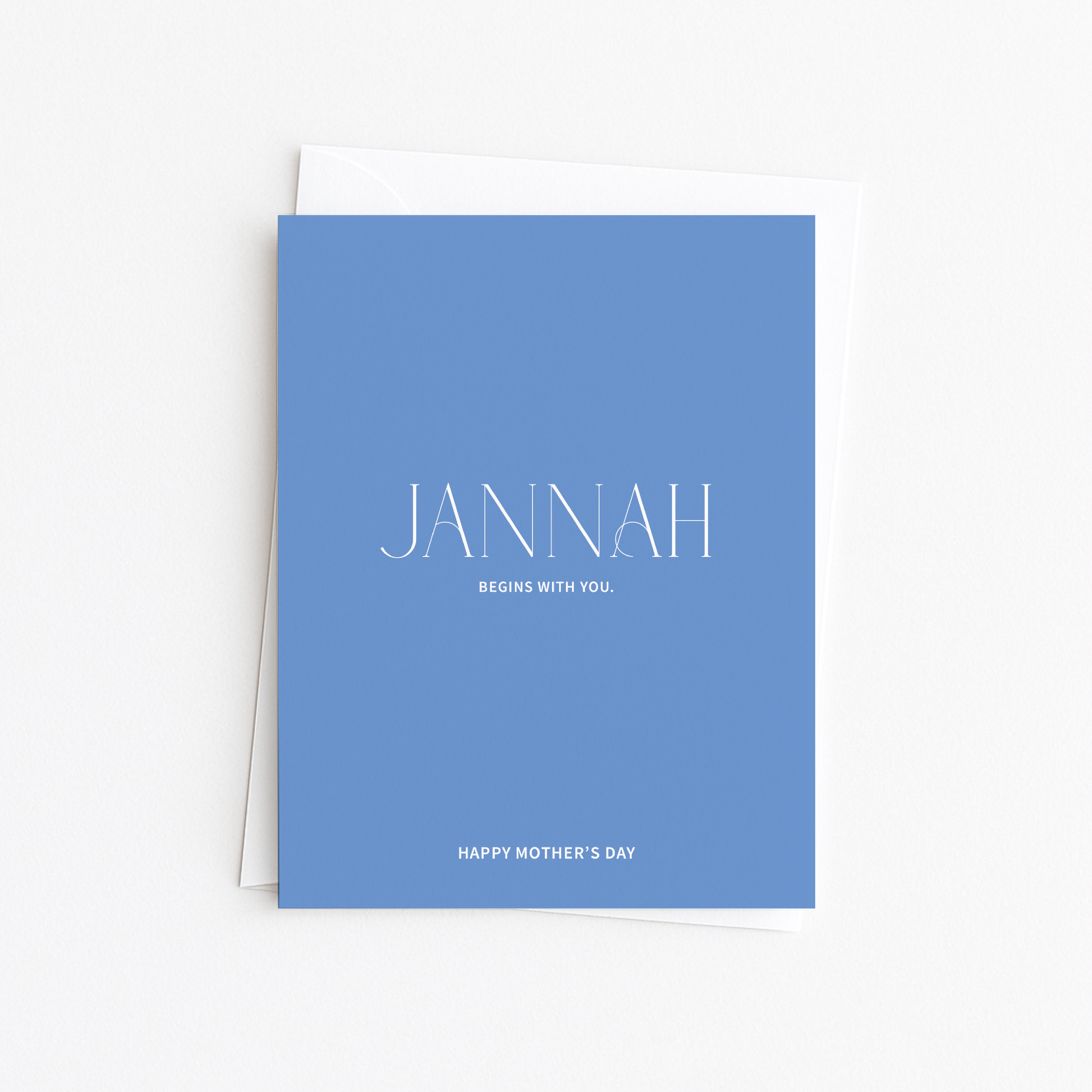 Blue card with 'Jannah Begins with You' text on a white background
